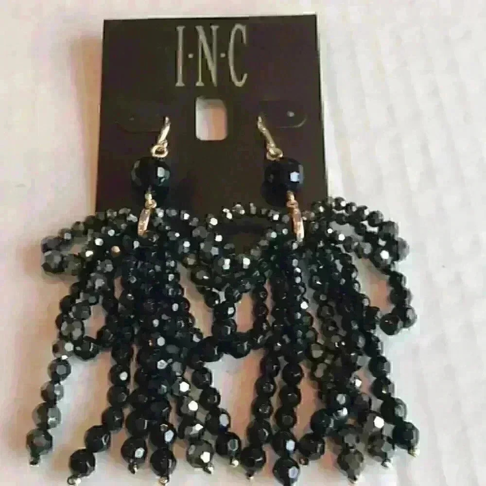 INC new Gold Tone Beaded Bow chandelier Ea… - Picture 4 of 8